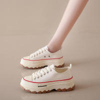 2025 Nuevos Zapatos Casuales de Lona Transpirable con Plataforma para Mujeres Estudiantes Pequeños Blancos - details 6