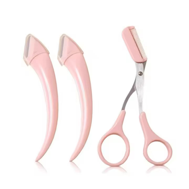 Scttomon Set de Tijeras de Cejas de Acero Inoxidable Juego de Tijeras de Maquillaje para Principiantes con Peine - 1