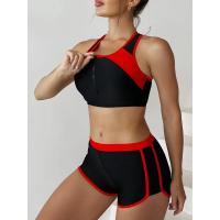 Conjunto de Bikini con cremallera para mujer, traje de baño de dos piezas con pantalón corto, traje de baño deportivo para mujer, ropa de playa para verano 2025 - details 7