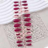 24 Piezas De Uñas Postizas En Forma De Almendra Larga Estilo Francés Con Diseños De Mariposa +1 Pegamento +1 Lija - details 4