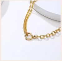 Collar de Cadena Doble Cubana Joyería de Moda de Acero Inoxidable Colgante de Círculo Abierto Distintivo para Mujeres Joyería de Cuerda Oval - details 4