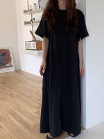 Vestido de Manga Larga de Verano Azul Cintura Alta A-Línea Diseño Coreano Moda de Mujer para Romper - details 2