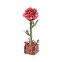 Bloques de construcción 3D Diy para niños, conjunto de madera, decoración de escritorio para el hogar, Kit de manualidades de flores, rompecabezas, plantas en macetas, flores, juguetes de modelos - details 3