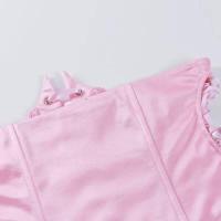 Mini vestido de gasa de hada rosa para mujer, corsé elegante con venta, vestido de verano de dama de honor con cuello con cuentas y manga larga vintage, - details 19