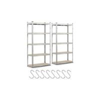 2 x Estantería Metálica 180x90x40 cm, Estante Almacenamiento de 5 Niveles con Ganchos, Estantería Cargas Pesadas, Montaje sin Herramientas, Carga de 875 kg, para Garaje, Bodega, Trastero - details 10