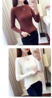 Suéter de Punto de Manga Larga para Mujer Ajustado, Cuello Oblicuo, Estilo Informal para Oficina - details 0