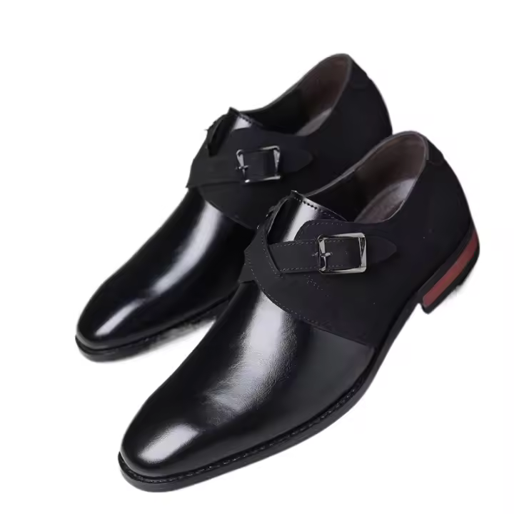 2025 nuevos zapatos de cuero sin cordones a juego con colores, zapatos casuales de moda para hombre, zapatos de hombre de talla grande. - 1