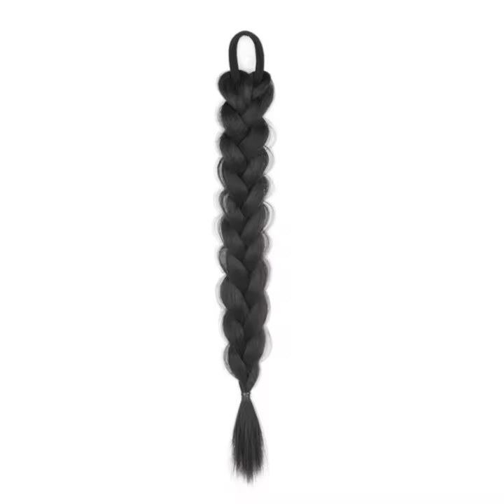 Coletas trenzadas de pelo falso para mujer, extensiones de cabello sintético Natural, banda elástica marrón, trenzas retorcidas - 1