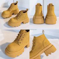 Zapatos de mujer de suela gruesa informales con logo Dropshipping, botines de cuero con aumento de altura - details 3