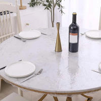 Mantel elástico redondo ajustado de PVC, cubierta protectora transparente impermeable a prueba de aceite para mesa de comedor, manteles para el hogar - details 5