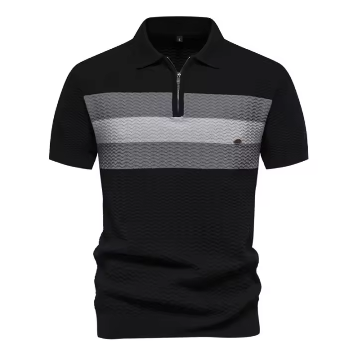 POLO De Negocios De Punto A Rayas Para Hombre, Camisetas Casuales De Manga Corta De Alta Calidad, Camisetas Cruzadas - 1