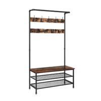 Perchero Grande Mueble de Entrada con 12 Ganchos y Banco para Zapatos Estilo Industrial Vestuario - details 12