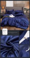 Juego de ropa de cama de satén, funda de edredón de alta gama, individual, doble, tamaño Queen, Color sólido - details 18