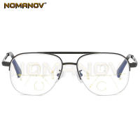 Double Bridge Pilot Frame Men Women Transparent N Grey Lens Progressive Multifocus Reading Glasses Add 75 100 150 175 200 To 400 - details 4