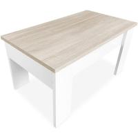 Elevable, Mesita de Salón o Comedor, Color Blanco con Tapa Cambria, Medidas - details 2