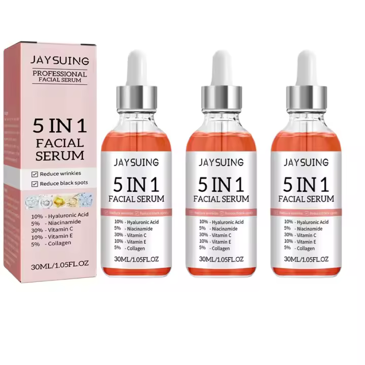 Suero Facial de ácido hialurónico 5 en 1, suero hidratante de colágeno con vitamina C, suero Facial relámpago, cuidado de la piel para reducir los poros - 1