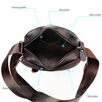 Bolso bandolera para hombre, piel auténtica de becerro, suave,bandolera cruzada de hombro, informal - details 3