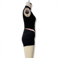 Conjunto de Top Corto Ajustado sin Cuello con Cremallera de Color Sólido para Mujer Primavera/Verano 2025 y Shorts Ajustados de Cintura Alta. - details 4