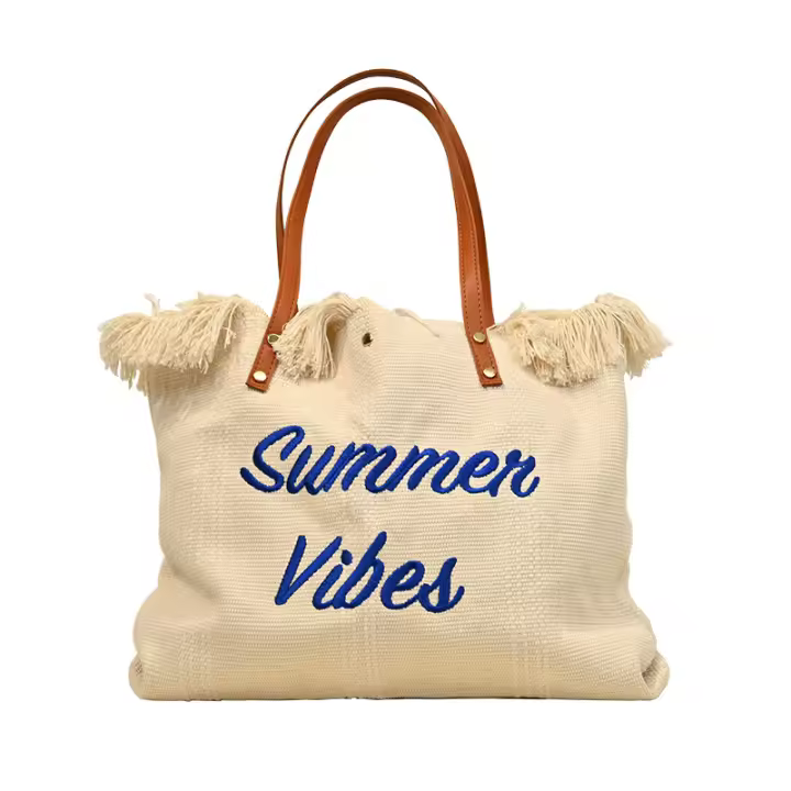 2025 nueva playa Bohemia Fashion Alphabet Design sense tote bolso lleno de bolsas de compras portátiles de gran capacidad bolso de hombro (Regalo 2 piezas) - 1