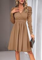 Elegante V-cuello Vestido para Mujer Color Sólido de Alta Calidad Estilo Retro Casual Moda Femenina - details 16