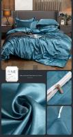 Juego de ropa de cama de satén, funda de edredón de alta gama, individual, doble, tamaño Queen, Color sólido - details 23