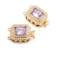 2 juegos de collares de rombos de latón y circonita de Color dorado de 18K, cierres de conexión, accesorios de suministros para fabricación de joyas de alta calidad - details 6