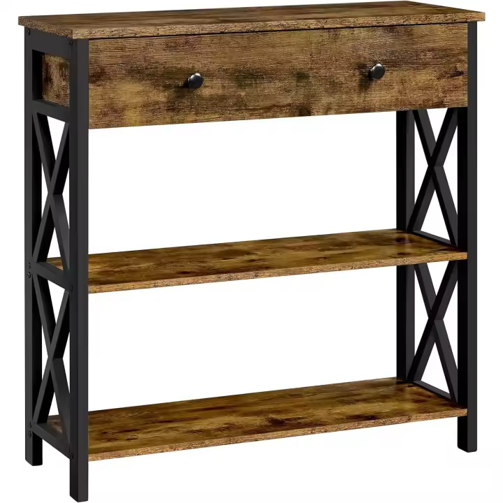 Mesa de Consola Vintage Mueble Auxiliar de Madera con Cajón Grande para Sala de Estar, Entrada, Pasillo 80×30cm×80cm - 1
