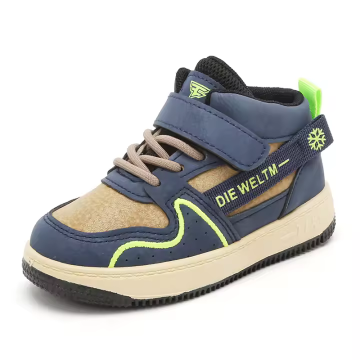 Zapatos deportivos para niños 2025 primavera y otoño nuevos zapatos casuales para niños y niñas zapatos de tablero para niños de tamaño medio de parte superior alta zapatos de bebé de suela suave solo - 1
