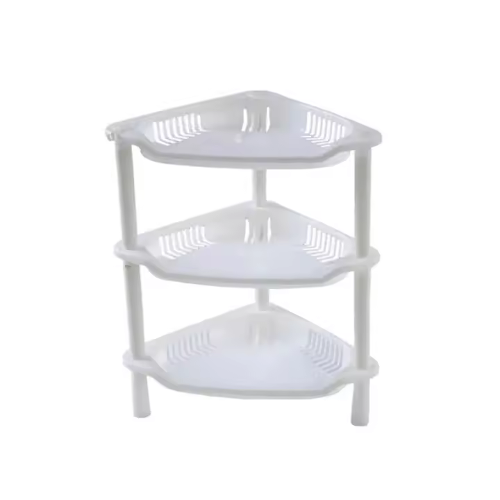 Estante de almacenamiento de plástico multifuncional de tres capas, soporte de almacenamiento de artículos diversos, estante de baño extraíble de esquina Triangular cuadrado - 1