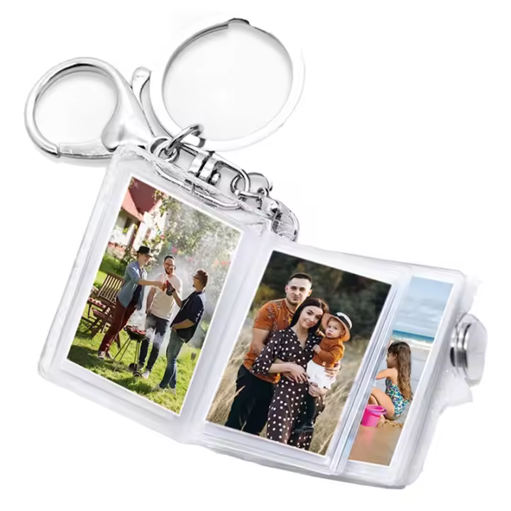 Mini Small Photo Album Keychain 16 Pictures Book Holder Keyring DIY Gifts for Boyfriend Girlfriend - 1