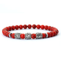 Noter Mantra pulsera Para Hombre 6mm howlita Lava ojos de tigre cuentas Braslet vikingo accesorios Pulseras Para Hombre pulsera del Tíbet - details 6