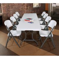 Mesa rectangular plegable blanco efecto granito 185x76x74 cm (92105) - details 15