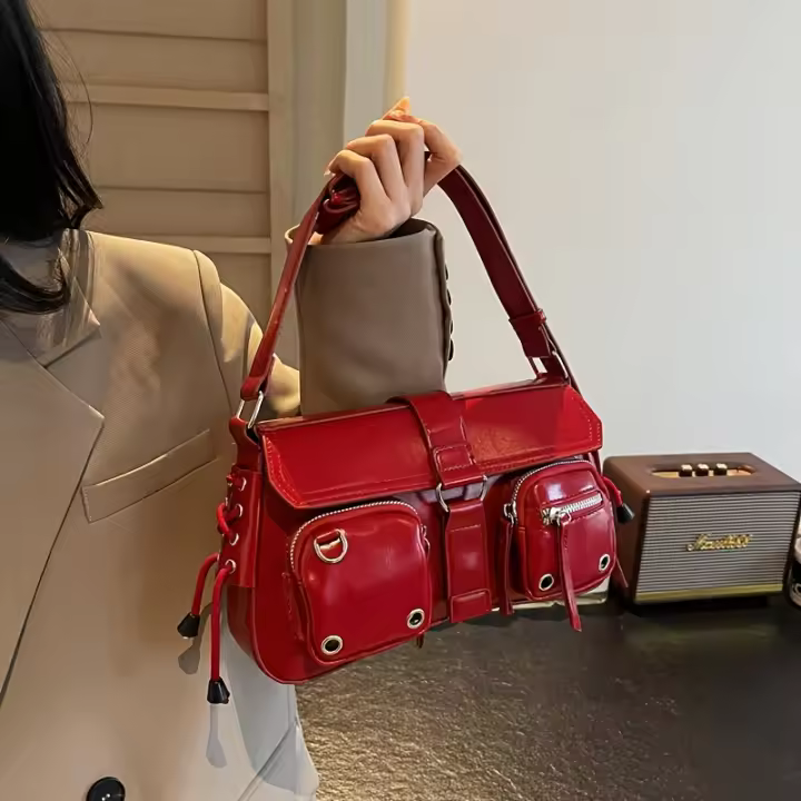 Bolso de Hombro de Moda Estilo Punk con Múltiples Bolsillos de la Era Y2K - 1