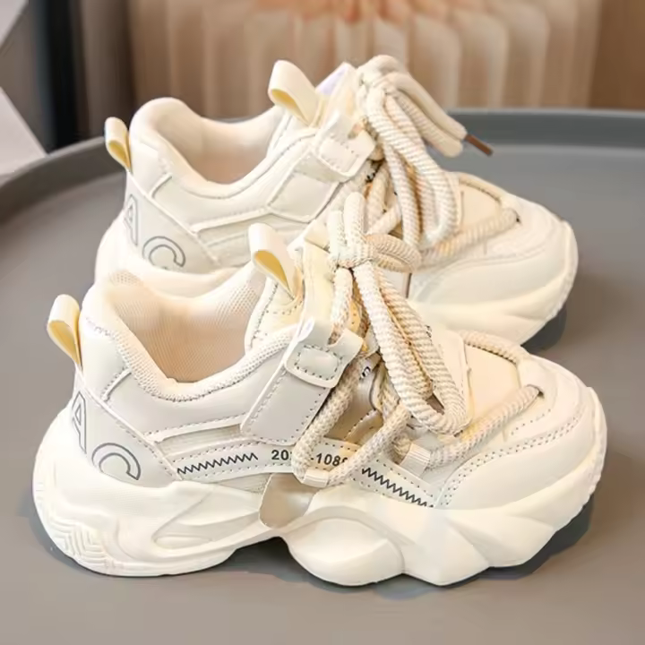 Classmate 2025 nuevas zapatillas de deporte de primavera y otoño para ki, zapatos blancos pequeños de malla transpirable para papá y niña - 1