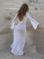 Vestido transparente con espalda abierta para mujer, ropa de verano ajustada de cintura alta, empalmado, mangas largas, Color sólido, playa - details 5