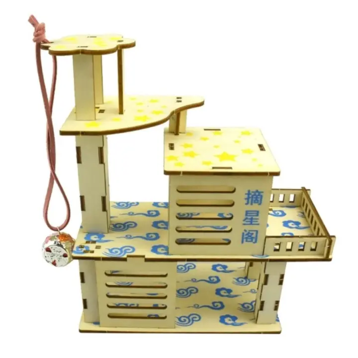 Plataforma de doble capa para Gerbils, erizo con ventana, refugio de animales pequeños, casa de hámster, conejillos de indias, rata, patio de juegos - 1