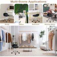 Silla de Oficina de Cuero Sintético Silla de Escritorio sin Brazos Taburete Giratorio para Sala de Masaje SPA Taburete de Tocador Blanco - details 13