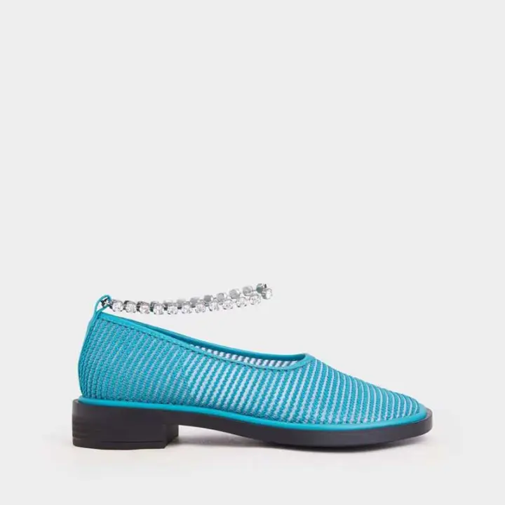 Zapatos de oficina informales para mujer, planos, con correa en el tobillo, con diamantes de agua, diseño de fabricante alto 2024 - 1