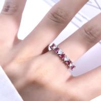 Anillo brillante de Plata de Ley 925 romántico sin tiempo amor rosa en forma de corazón mujeres boda citas fiesta joyería regalo mujeres niñas - details 1