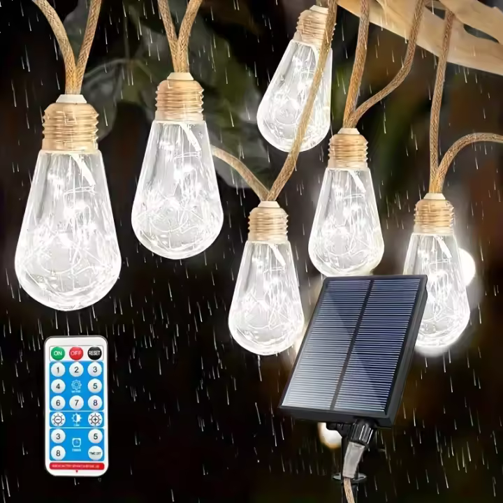 Cuerda de Luz de Hada Solar de 25FT/7.5M 16 Bombillas LED para Exteriores Modos Duales y Memoria - 1