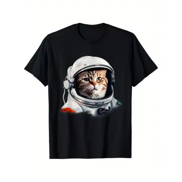 Camiseta Divertida de Gato Astronauta Diseño de Gato Espacial, Universo, Galaxia - 1