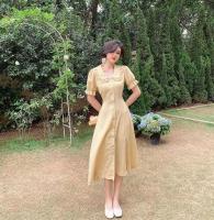 Vestido Versátil de Té con Cuello de Muñeca para Mujer Cintura Ajustada, Adelgazante, Perfecto para Primavera/Verano - details 1