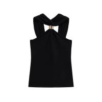 2025 Verano Nueva Ropa de Mujer Top de Punto con Cuello Halter, Hombros Descubiertos, Casual, Versátil y Multicolor - details 3