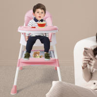 Trona 2 en 1 para bebés y niños pequeños rosa con reposapiés Trona para niños y niñas de 6 meses a 6 años que pesan hasta 176 libras - details 0