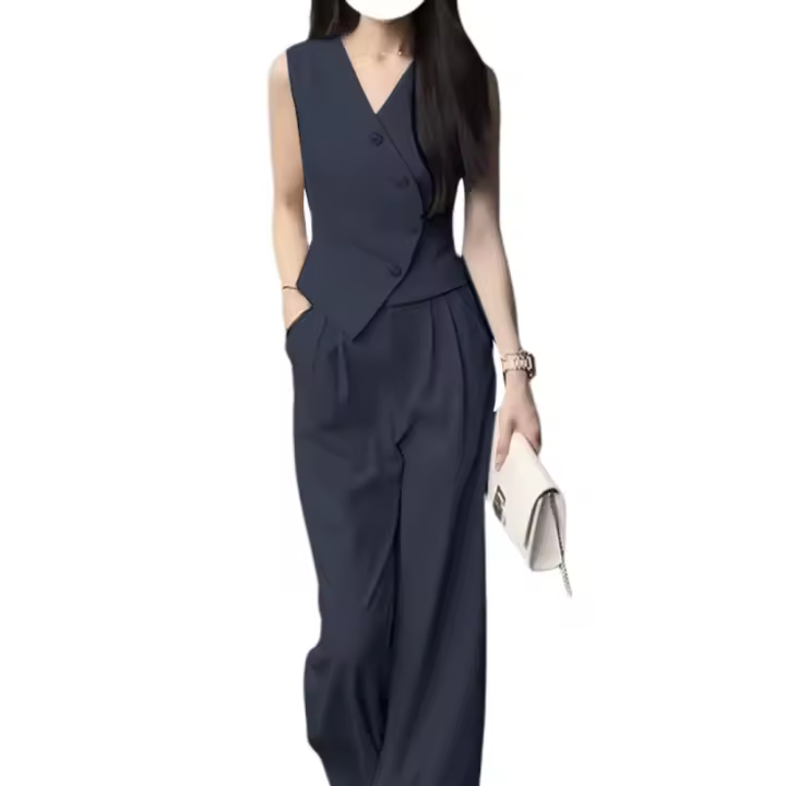 ZANZEA Conjunto De Verano Para Mujer 2 Piezas Top Irregular Y Pantalones De Pierna Ancha Moda Coreana Elegante Ropa De Oficina - 1