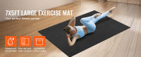 SucceBuy Esterilla de Ejercicio, Esterilla de Yoga Antideslizante de Alta Densidad para Fitness y Pilates, 7x5 pies, con Bolsa y Correa de Transporte, para Entrenamientos en casa, Negro - details 0