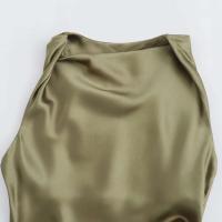 TRAF 2024 vestido Midi de satén fruncido para mujer, vestido largo sin mangas de verano para mujer, vestidos de fiesta elegantes plisados - details 10