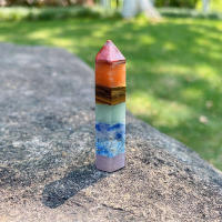 Serie de piedras de cristales curativos de 7 Chakras naturales, energía espiritual, Bola de pulgar, varita, corazón, Luna, Ángel, colgante, adorno de pirámide - details 7