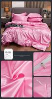 Juego de ropa de cama de satén, funda de edredón de alta gama, individual, doble, tamaño Queen, Color sólido - details 22