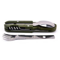 Cubiertos plegables de acero inoxidable, cuchillo, tenedor, cuchara, vajilla portátil para exteriores, equipo de Camping - details 10